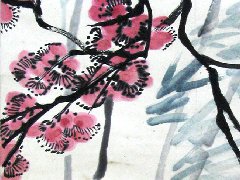 齐白石为《生活报》创刊十周年纪念所作竹梅图
